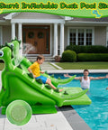 98 Inch Giant Inflatable Pool Slide For Kids And Adults beside pool, dinosaur theme, durable design for backyard fun