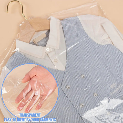 100 Pack Dry Cleaning Plastic Bags For Clothes Hassle Free Wardrobe Protection from Dust Moisture and Wrinkles Clear Garment Bags