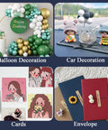 Collage of two sided mounting putty dots used for wall hanging crafts and party decor like balloons, car decor, cards, and envelopes
