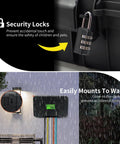 Heavy Duty Outdoor Electrical Box With Tough As Nails IP54 Rain Cover To Keep Your Power Strips Timers And Extension Cords Safe From Wild Weather While Keeping Your Yard Gear Locked And Loaded Year Round In Smooth Black, featuring security locks and wall mount.