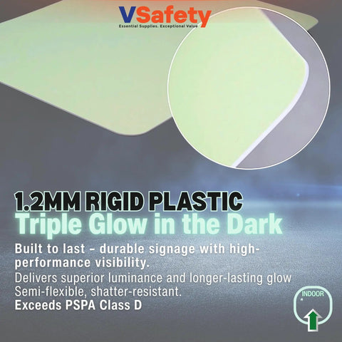 Glow In The Dark First Aid Sign For Safety Rooms And Kits With Anti Exposure Suit Symbol, 450 By 450 Mm, Triple Glow Rigid Plastic