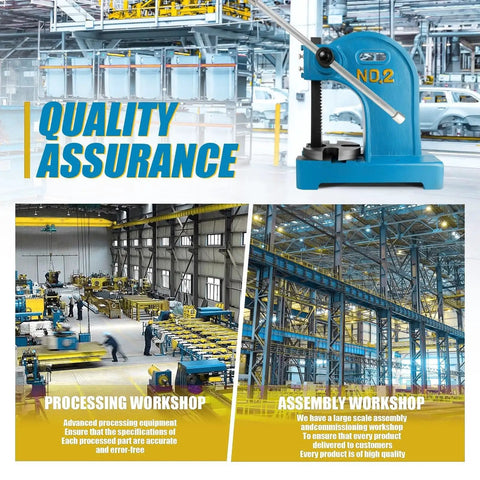 Badass Cast Iron 3 Ton Manual Arbor Press For Shop Floor Projects And Riveting Tasks Includes 12 Inch Stroke and controls in factory setting.
