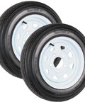 Two Pack Trailer Tire Rim Combo 4.80-12 480-12 5 Lug On 4.5 Inch Center White Spoke Wheel Built For Durability