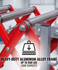 Heavy Duty Flexible Roller Conveyor With 600 Lbs Load Capacity, Extendable Telescopic Belt System For Warehouse Loading Docks And Material Handling Plus Adjustable Height Wheels, red aluminum frame and rollers
