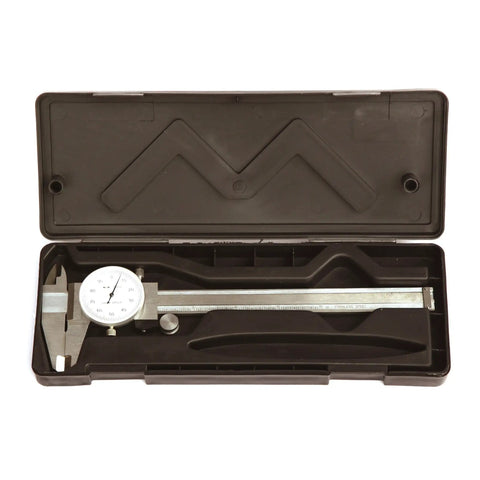 Pro Grade 0-6 Inch Stainless Steel Dial Caliper With Four Way Imperial Measurements, Shock Proof, Accurate To 0.001 Inch, 0.0005 Inch Resolution, Knurled Thumb Roller And Locking Screw