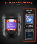 Auto Darkening Welding Helmet Pro Grade With True Color Large Viewing Screen Solar Powered Welder Mask Four Arc Sensors