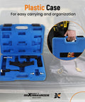 Mini Cooper Camshaft Locking Tool And Timing Chain Tool Set for 1.6L engines in blue plastic carrying case