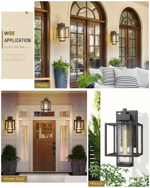 Outdoor Wall Light 1 Light Exterior Sconce In Black Finish With Bubble Glass Shade For Porch Patio Garden, modern waterproof