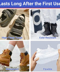 Heavy Duty Shoe Glue For Sole Repair That Delivers A Super Strong Bond For Rubber Boots Sneakers Leather Sandals And High Heels Tough As Nails Built To Last Waterproof Quick Dry Flexible And Clear Adhesive used on various footwear types including sandals, boots, and sneakers.
