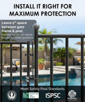 Pool Gate Latch for Chain Link Fences, Kid Proof Gate Lock, Heavy Duty Safety Latch with High Reach Release, installed view