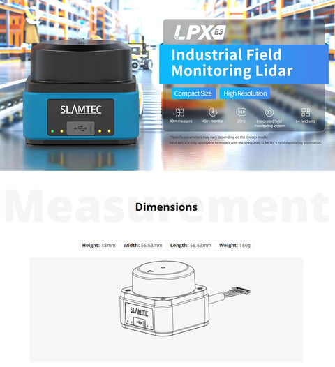 Industrial Pro Grade SL DToF Lidar Sensor LPX E3 With 360 Degree Scan at 20 Hz for AGV AMR Robots Obstacle Avoidance