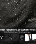 Water droplets on Smell Proof Cleat Bag With Odor Absorbing Tech Water Resistant And Lightweight Shoe Organizer, highlighting water resistance.