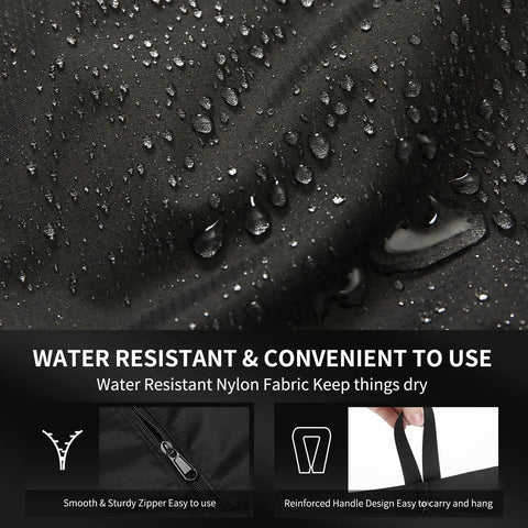 Water droplets on Smell Proof Cleat Bag With Odor Absorbing Tech Water Resistant And Lightweight Shoe Organizer, highlighting water resistance.