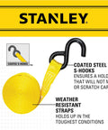 Heavy Duty 1 Inch By 14 Foot Ratchet Tie Down Straps With 3,000 Pound Break Strength And 1,000 Pound Safe Working Load