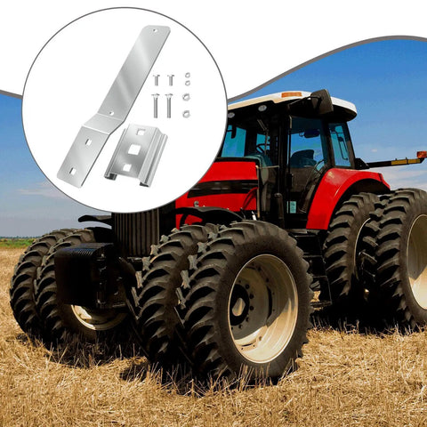 Slow Speed Sign Mounting Kit For Golf Carts And Road Construction Vehicles with hardware next to a red tractor in a field