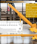 Heavy Duty Forklift Jib Boom Crane Attachment 4400 Lbs Capacity Manual Telescoping Boom showing dual swivel hooks in warehouse