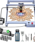 Falcon 10W Laser Engraver With Air Assist And Rotary Roller, Pro Grade Cutter And Engraver For Wood Metal Acrylic And Cylindrical Objects