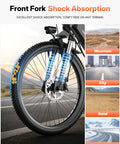 Front fork shock absorption on High Power 1500W Peak Ebike For Adults With 48V 12Ah Removable Battery Up To 25 MPH And 65 Mile Range