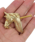 Real Deal Brass Animal Head Cabinet Knobs With Sweet Golden Finish, horse design, held in hand, durable drawer pull.