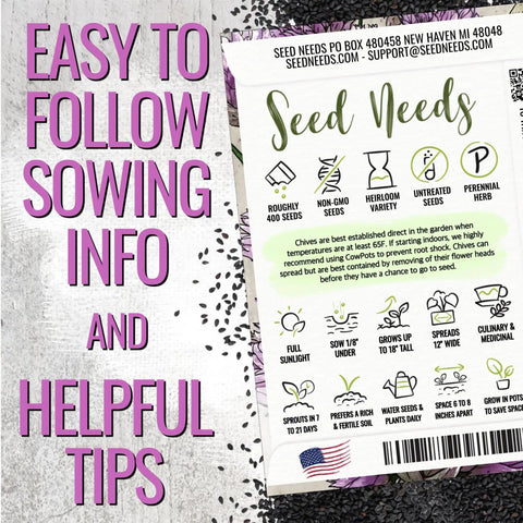 Herb Seed Variety Pack for Indoor or Outdoor Gardens, 12 Culinary Herb Seeds Like Basil, Cilantro, Parsley, instructional guide image