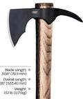 ODR Axe Outdoor Survival Hawk With Spike 1055 Carbon Steel Head Tennessee Hickory Handle close-up, showing blade and spike