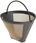 Gold Tone Permanent Coffee Filter for 10 to 14 Cup Cone Coffee Makers, reusable and durable design for everyday brew