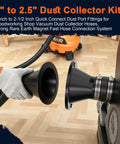 2.5 Inch Magnetic Dust Collection Fittings Kit Includes Quick Connect Connector, showcasing hose attachment for shop vac.