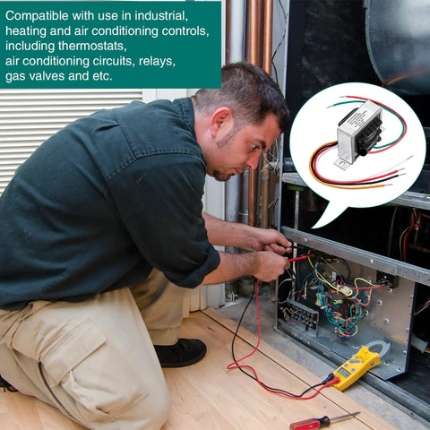 Technician installing Two Pack 24V 40VA Dope Control Transformer For HVAC Furnace Systems Primary 120 208 240V To Secondary 24V