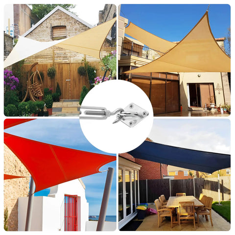 304 Stainless Steel Shade Sail Hardware Kit for Outdoor Use, Anti Rust Fixing Hardware Set for Square and Triangle Shade Sails, 12 Piece Kit Plus 16 Screws, Heavy Duty Fasteners for Weatherproof Canopies