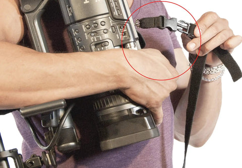 Person attaching Secure Screw Module For 3465b Camera Stabilization System Heavy-Duty 1/4-20 Mount Adapter for setup.