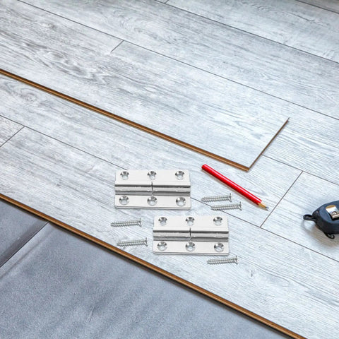 4 Pack Stainless Steel Lift Off Door Hinges For Doors, Windows, And Shoe Cabinets with screws on wood floor