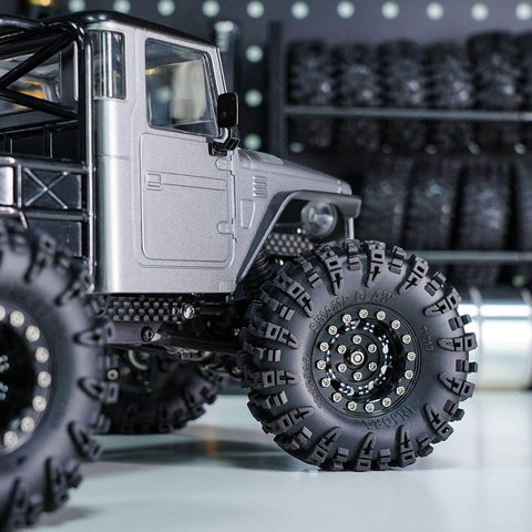 1.3 Inch Wheel Tires Set With S5 Swamp Claw Mud Terrain Tread And Aluminum Wheels For 1/18 And 1/24 RC Crawlers installed