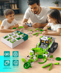 Family building with 5 In 1 STEM RC Robot Building Kit With 478 Pieces For Coding And Engineering Includes Animal Snails AI Robots.