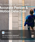 Two Pack Outdoor Security Camera System With 2K WiFi Auto Person Tracking Spotlight Siren Alarm in motion detection mode