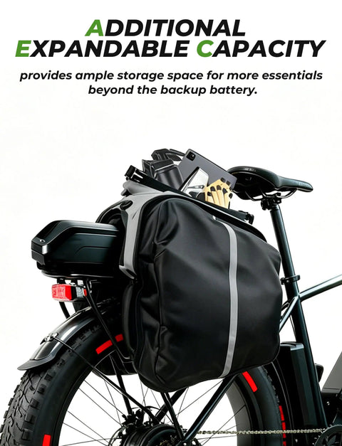 40L Hard Shell Ebike Battery Bag For Rear Rack Waterproof Storage Case with detachable divider on bike rack