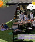 5x12 Ft Waterproof Rectangle Sun Shade Sail Canopy With Grommets UV Blocking Pergola Shade Cover in use over outdoor dining