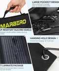 Portable 30W Foldable Solar Panel Charger With Twenty Three Percent Efficient Cells, features silicone handle and large pocket.