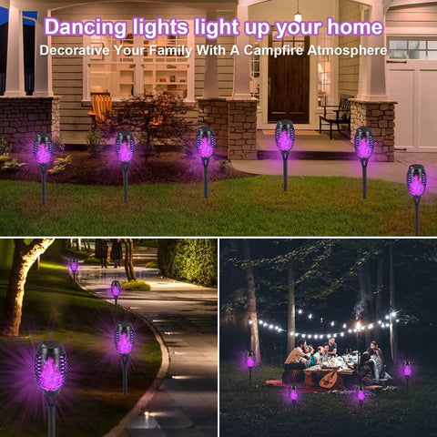 12 Pack Solar Torch Lights With Lit Flickering Flame For Garden Patio And Yard Decor Waterproof Outdoor Lighting Landscape LED Flame Torches For Outside Pathway