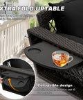 Collapsible cup holder of Wicker Hanging Porch Swing For Outdoor Patio 3 Seat Bench With Cushions And Chains Cup Holder Garden Yard Lawn Black Brown Rattan Weatherproof Steel Frame