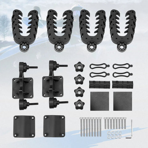 ATV Dual Tool Holder With Bow Rack Grips And Rubber Straps, Tiltable Mount includes components for secure 20 kg gear holding