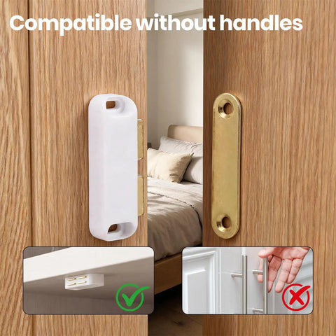 Heavy Duty 24 Piece Magnetic Cabinet Door Catches With Double Magnets And Metal Strike Plates Keep Kitchen Cupboards Closet Drawers Secure And Stop Slamming Noise For Smooth Operation Today, showing installation compatibility.