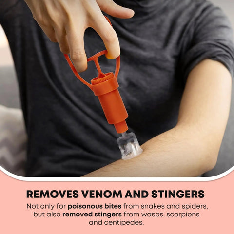 Portable First Aid Snake Bite Venom Extractor Kit Latex Free Compact Outdoor Emergency Tool in use on arm