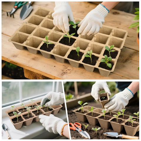 200 Cell Peat Pots Seed Starter Trays For Seedlings, 20 Pack Germination Trays With Labels, Indoor And Outdoor Kit