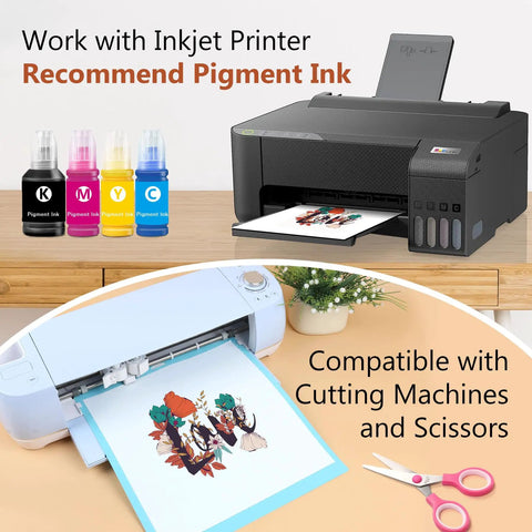 Inkjet printer and cutting machine with 11x17 Inch Dark Fabric Heat Transfer Paper For Inkjet Printers Pack Of 10 Sheets