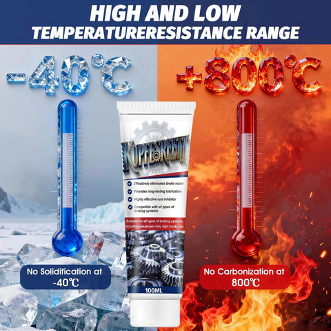 Image showing temperature range capabilities of Copper Anti Seize Lubricant Grease For High Temperature Parts That Stops Noise And Seizing Keeps It Quiet, Protects Bolts Brake Pins And Spark Plugs From Rust And Corrosion Waterproof And Heat Resistant Compound For Auto Marine And Equipment.