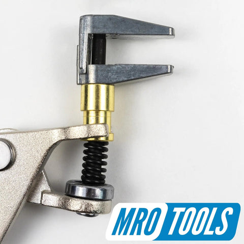 Close-up of cleco pliers from All In One Cleco Fasteners Kit With 50 3/32 Clecos Cleco Pliers 5 Side Grip Clamps 3/4x1/2 5 Side Grip Clamps 3/4x1.