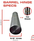 8 Pack 2 Inch Weldable Barrel Hinges Heavy Duty Steel Weld On Bullet Door Hinges Detachable For Metal Swing Doors Gates And Glass Doors With 11 32 Inch Pin Bearing shown front view with dimensions.