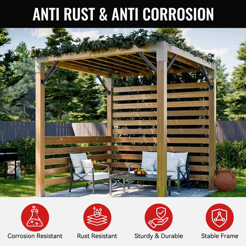 8 Pcs Heavy Duty 45 Degree Angle Support Brackets Kit For Pergolas Gazebos Patios And Tree Houses Built Tough Easy Install No Cutting Posts Durable Wood Corner Brackets For Outdoor DIY Projects