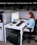 Office setup with computer connected using Ultra Slim Cat6 Keystone Jacks 25-Pack For Rapid Install 10Gbps RJ45, UL Listed