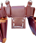 Built Tough Full Grain Leather Pro Grade Framer Tool Rig With Multi Pockets, Hammer Holder, 2 Pouches And Belt displayed